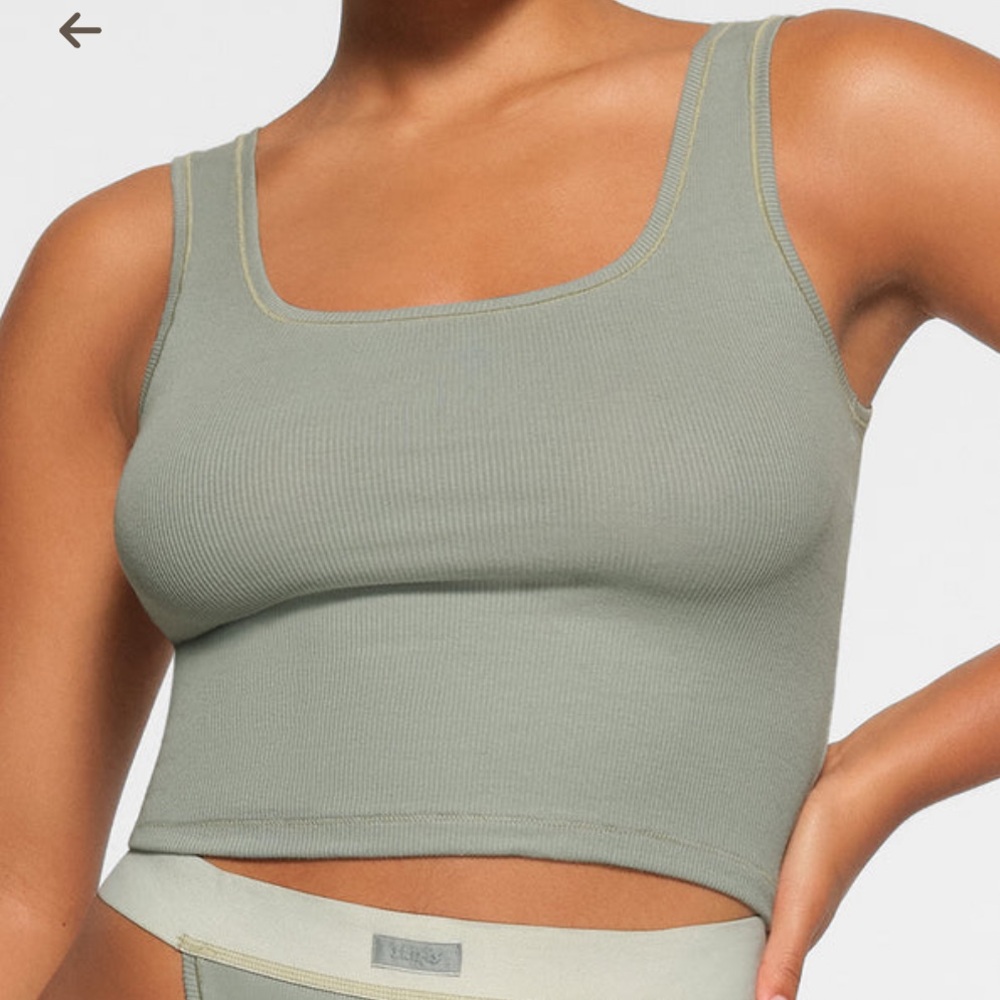 SKIMS Cotton Rib Tank in Mineral